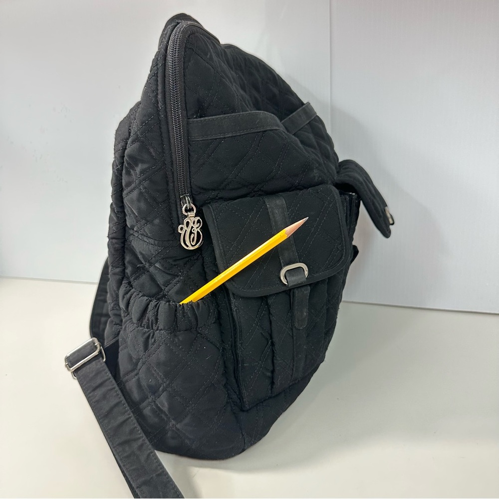 Vera Bradley Black Quilted Campus Back-pack Microfiber - Picture 9 of 14